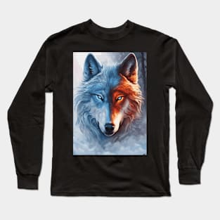 Fire and Ice Wolf Animal Long Sleeve T-Shirt